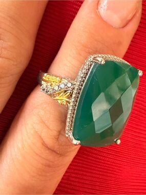 Nwt Green Onyx Gemstone Filigree Statement Ring - size 9 Women's Jewelry